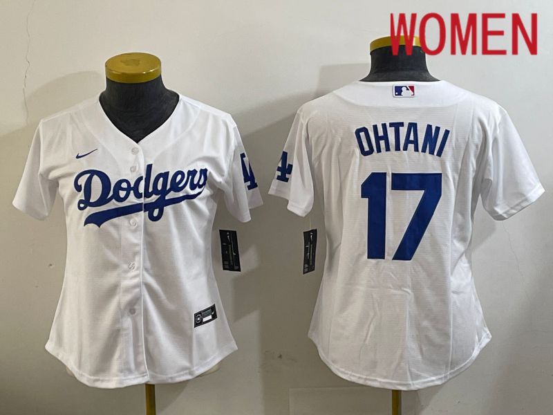 Women Los Angeles Dodgers 17 Ohtani White Game 2024 Nike MLB Jersey style 1120